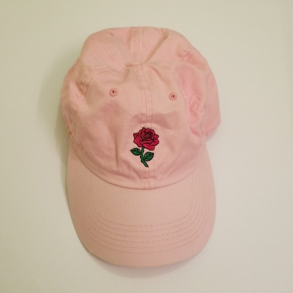 Pink Rose Embroidered Baseball Cap - Women - Picture 3 of 6